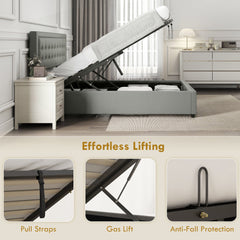 HOMCOM King Size Ottoman Bed Frame, with Front Drawer - Grey