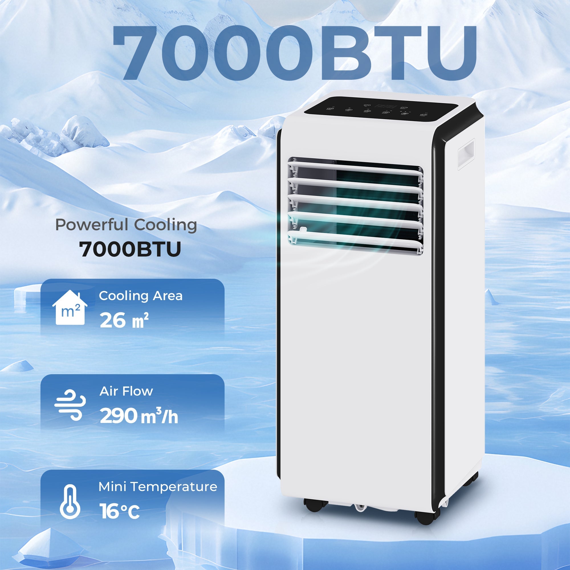 HOMCOM Portable Air Conditioner 7000 BTU, 4-in-1 Air Conditioning Unit with Cooling, Dehumidifier, Fan, Sleep Mode, White