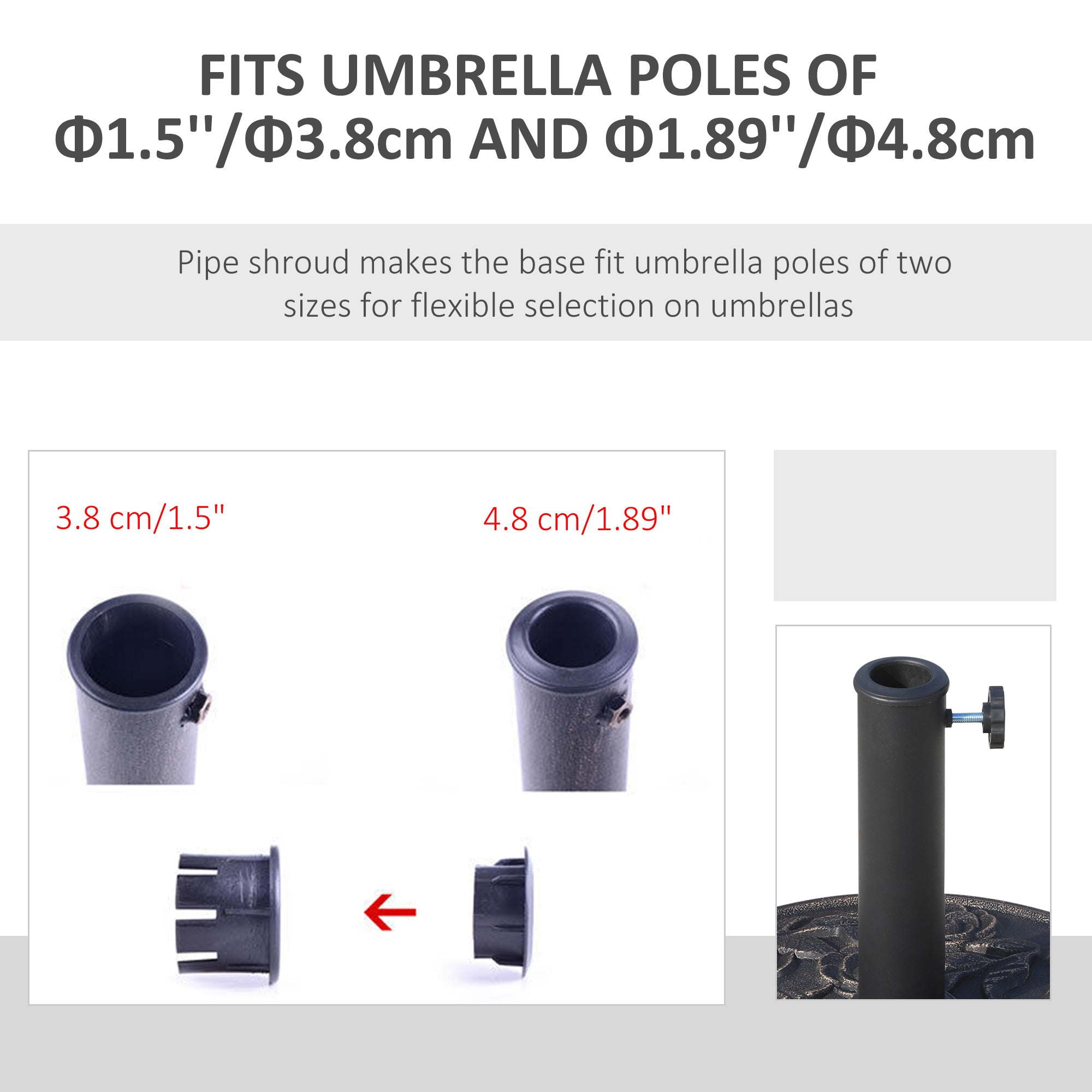 Outsunny 9kg Garden Parasol Base, Round Resin Cast Iron Effect Sun Umbrella Base, Outdoor Umbrella Stand for 38mm or 48mm Outdoor Umbrella Poles, Bronze Tone