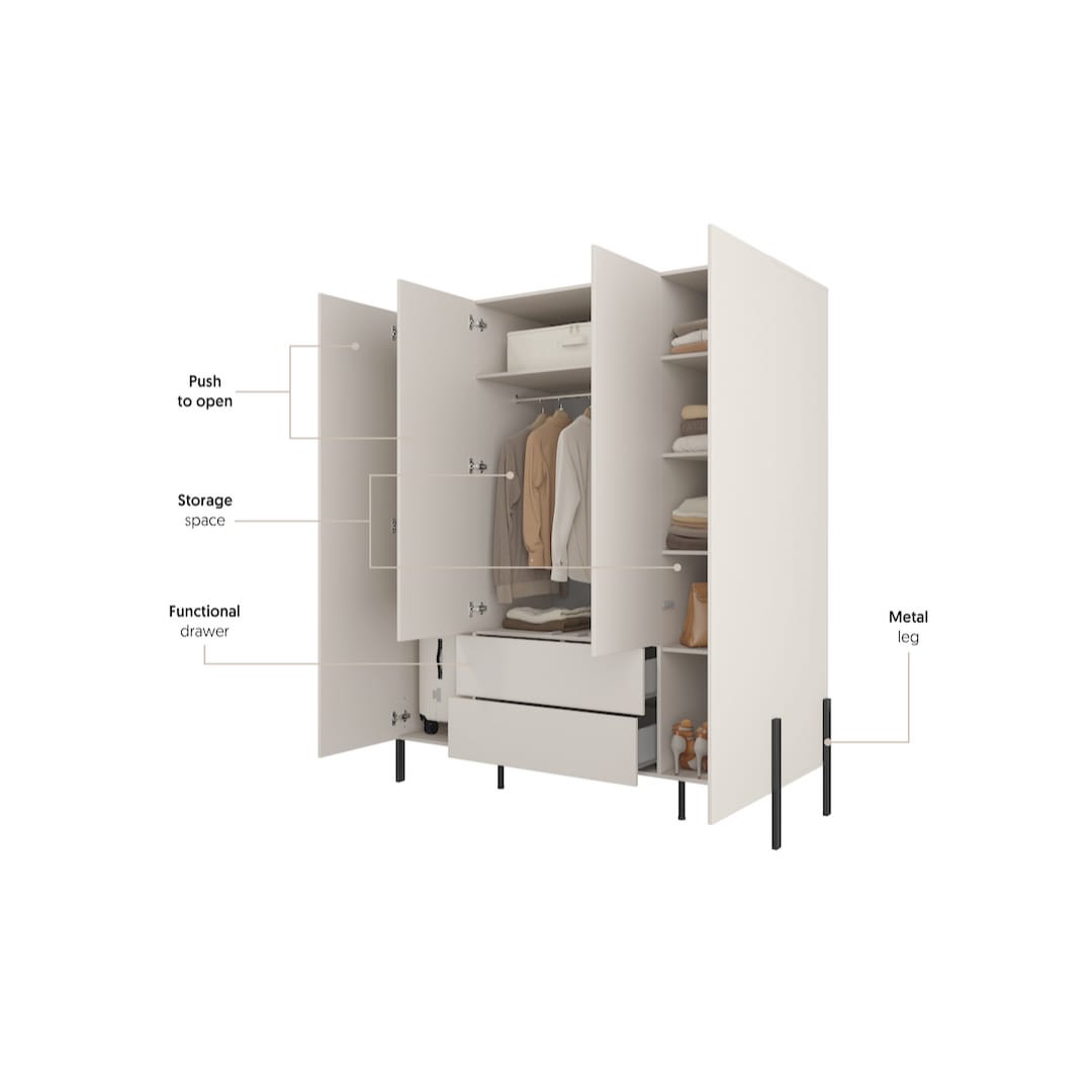 Yukon Hinged Door Wardrobe 180cm