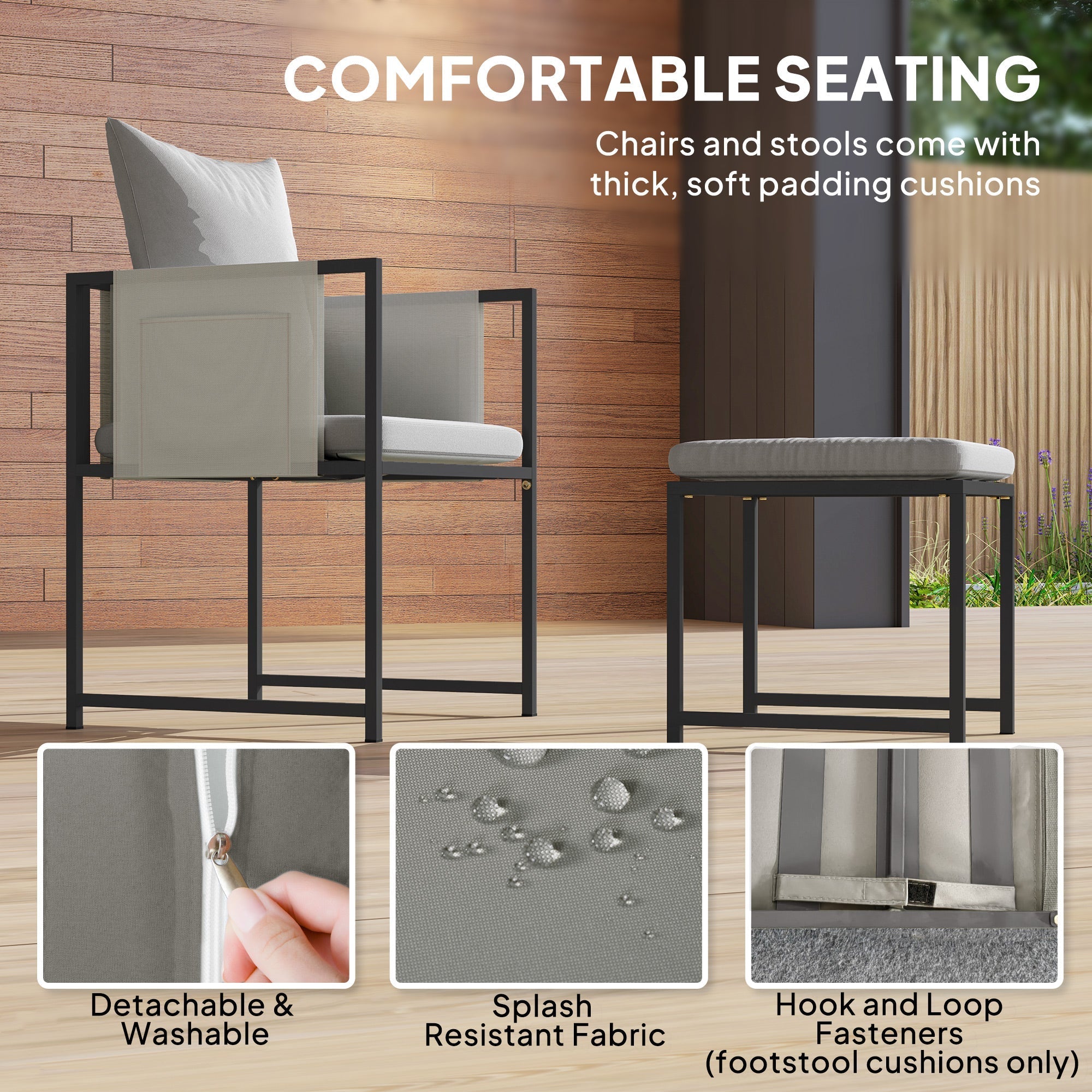 Outsunny Nine-Piece Steel Frame Garden Dining Set - Dark Grey