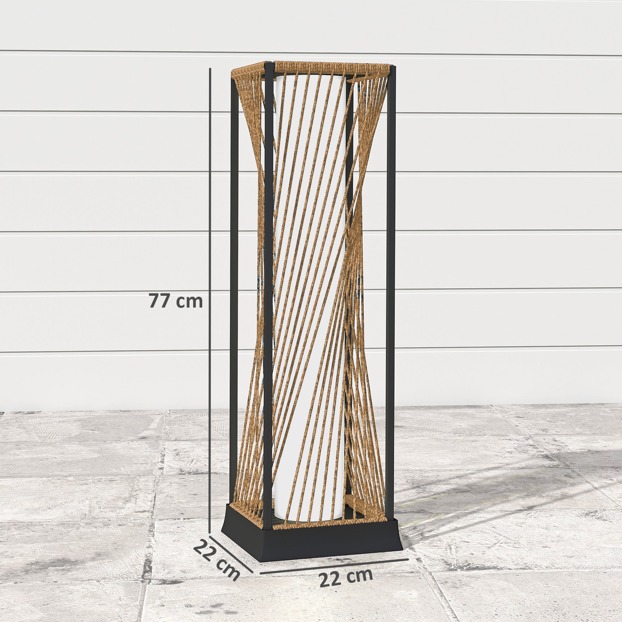 Outsunny Rattan Solar Garden Lights, Auto On/Off LED Floor Lamp, Sand Brown