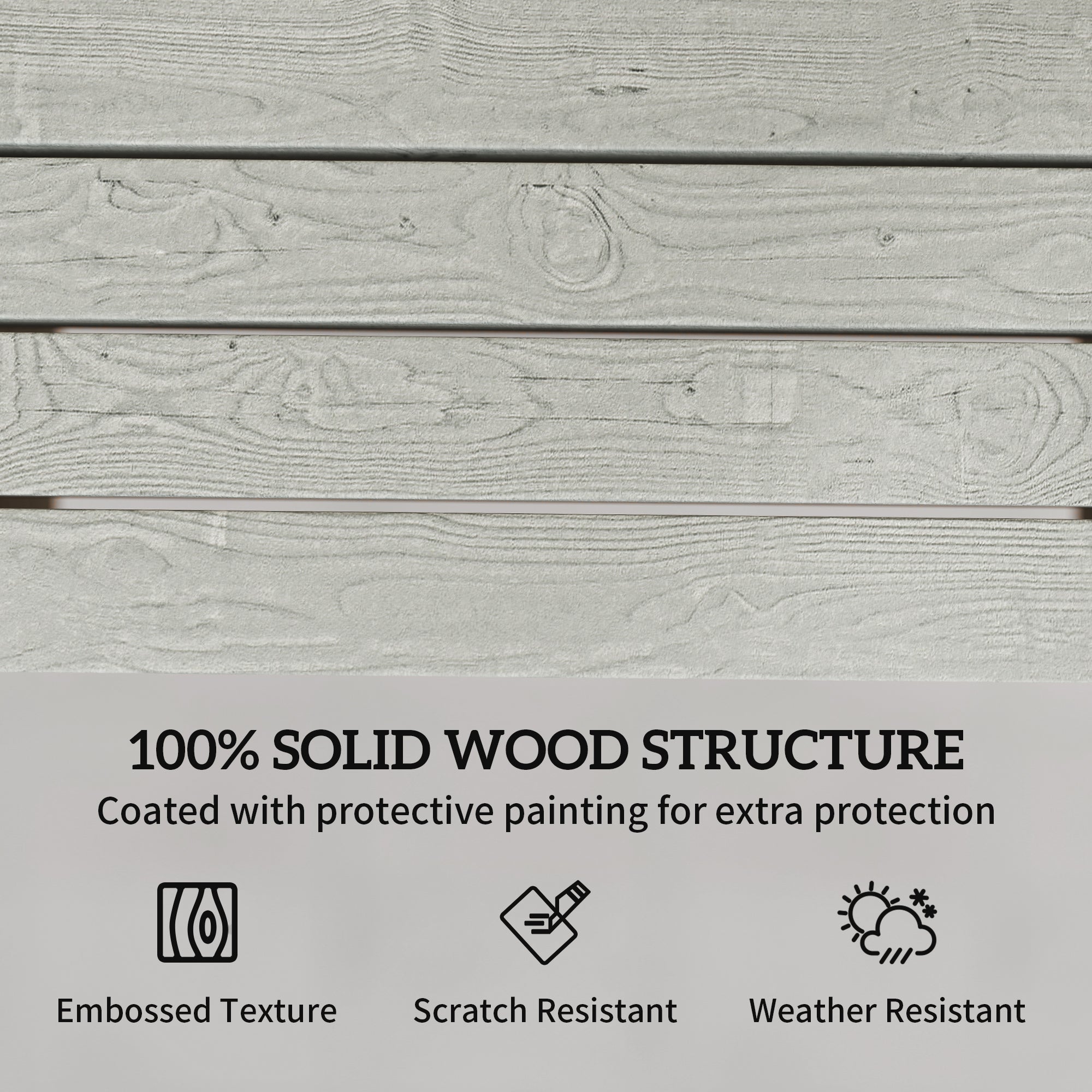 Outsunny Outdoor Garden Loveseat, Embossed Wooden Jack and Jill Garden Seat with Integrated Table, Grey