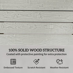 Outsunny Outdoor Garden Loveseat, Embossed Wooden Jack and Jill Garden Seat with Integrated Table, Grey