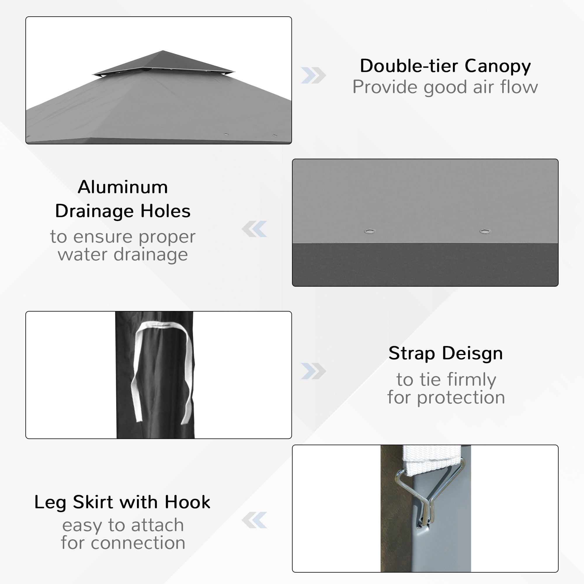 Outsunny 4 x 4m Pop-up Gazebo Double Roof Canopy Tent with UV Proof, Roller Bag & 3-Level Height Adjustable Outdoor Party, Steel Frame, Grey