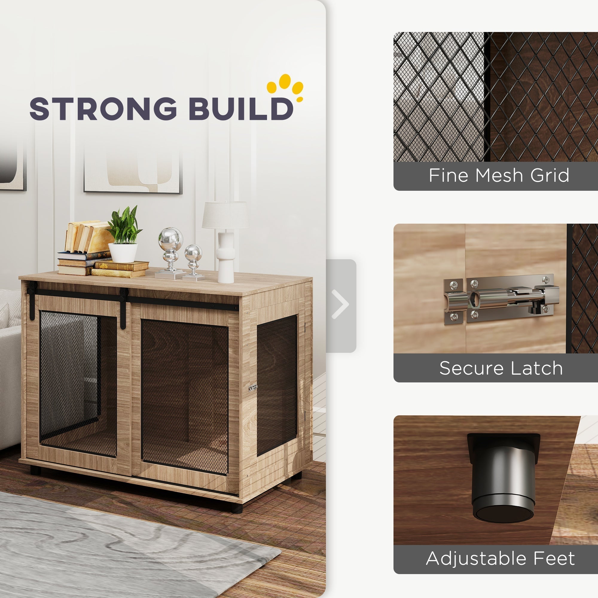 PawHut Dog Crate Furniture with Sliding Door for Large Dogs, Walnut Brown