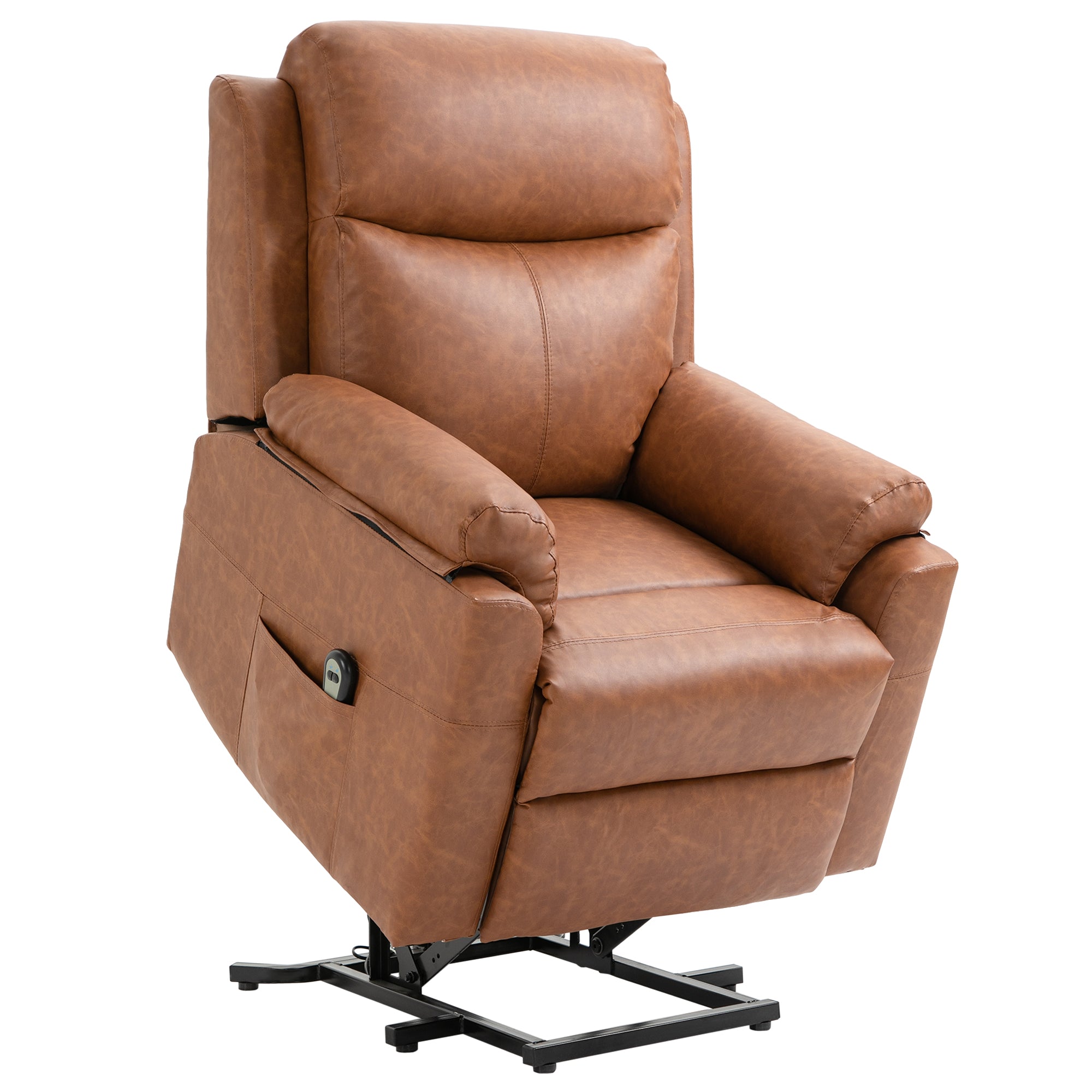 HOMCOM Faux Leather 70√Ç¬∞ Electric Riser Recliner Chair - Brown