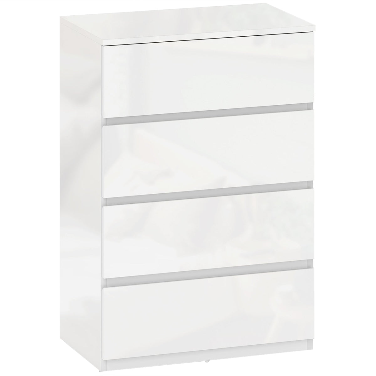 HOMCOM High Gloss Chest of Drawers, 4-Drawer Storage Cabinets, Modern Dresser for Bedroom, White