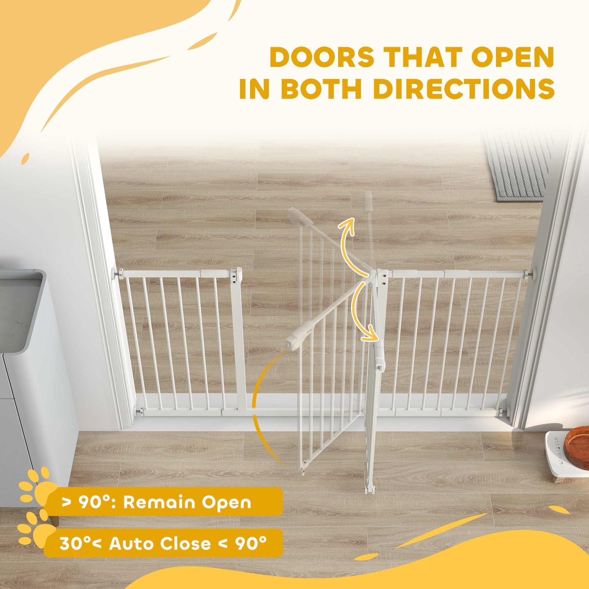 PawHut Adjustable Safety Gate w/ Three Extensions, Four Adjustable Screws, White