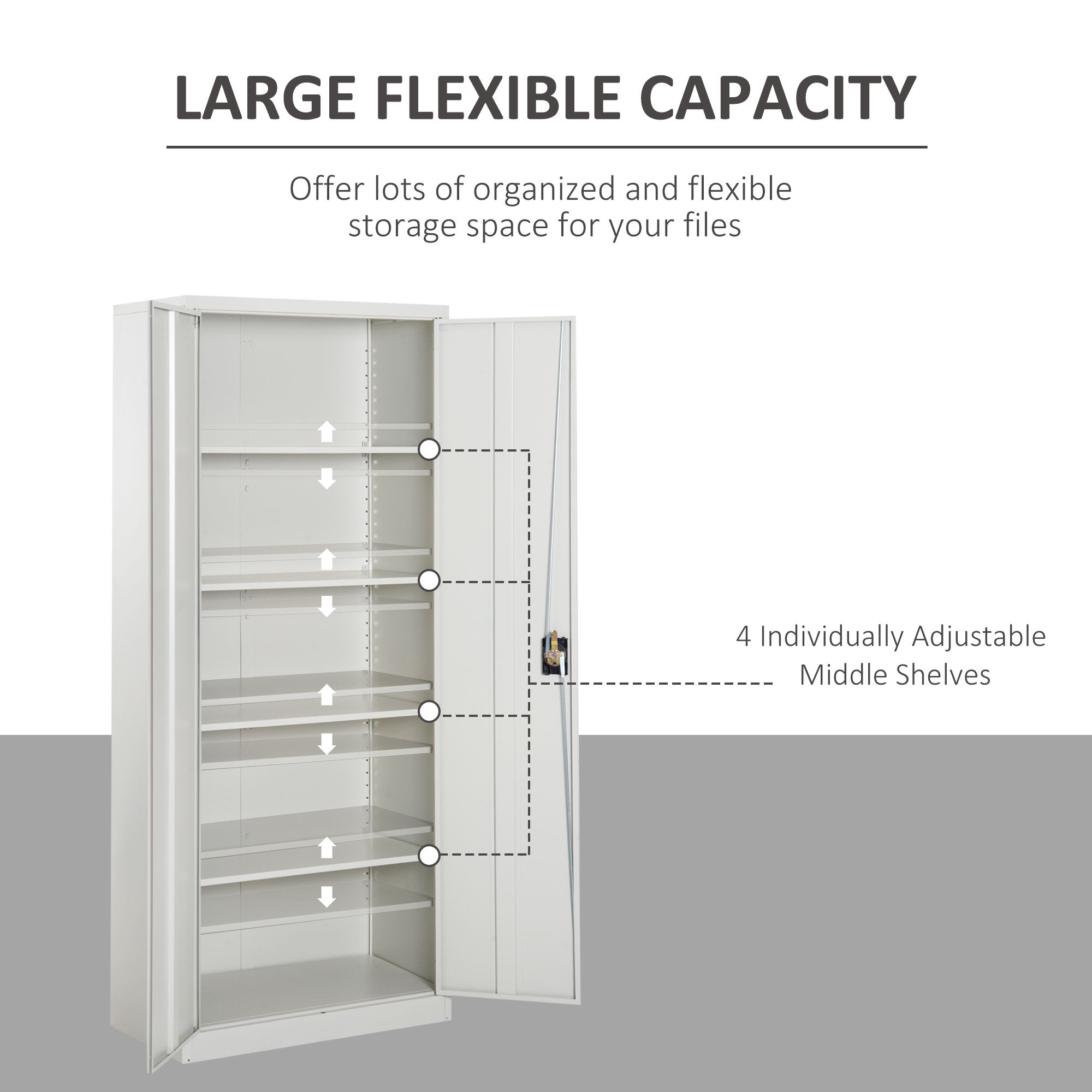 Vinsetto Lockable Filing Cabinet Tall Adjustable Shelf Large Office Storage for Office Use, White