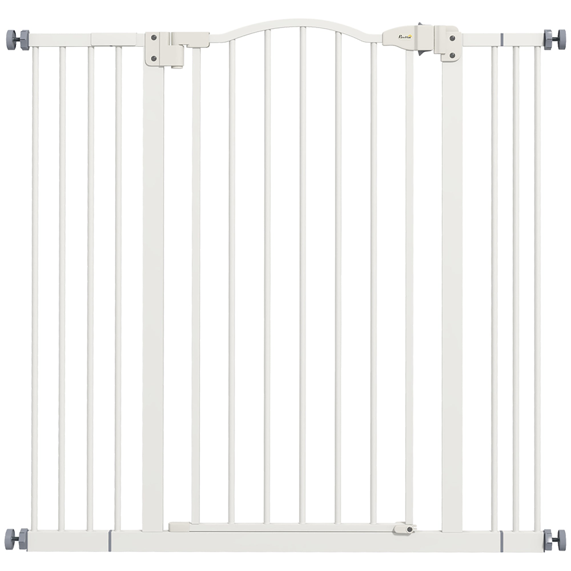 PawHut Pressure Fit Dog Stair Gate No Drilling Safety Gate Auto Close for Doorways, Hallways, 74-100cm Adjustable, 94cm Tall, White