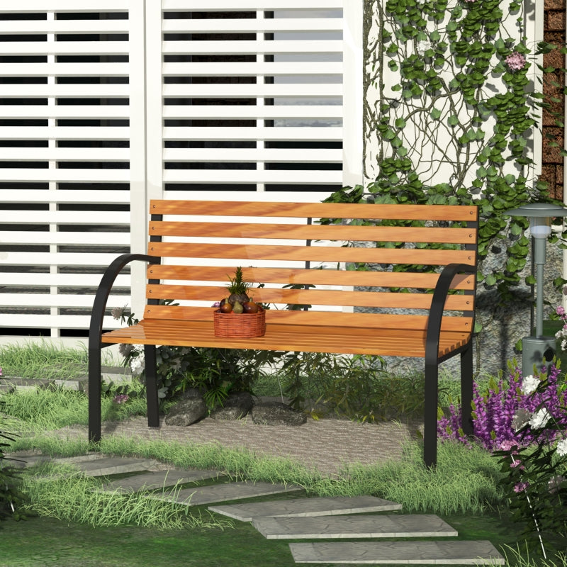 Outsunny Garden Bench, 122Lx60Wx80H cm-Steel/Wood