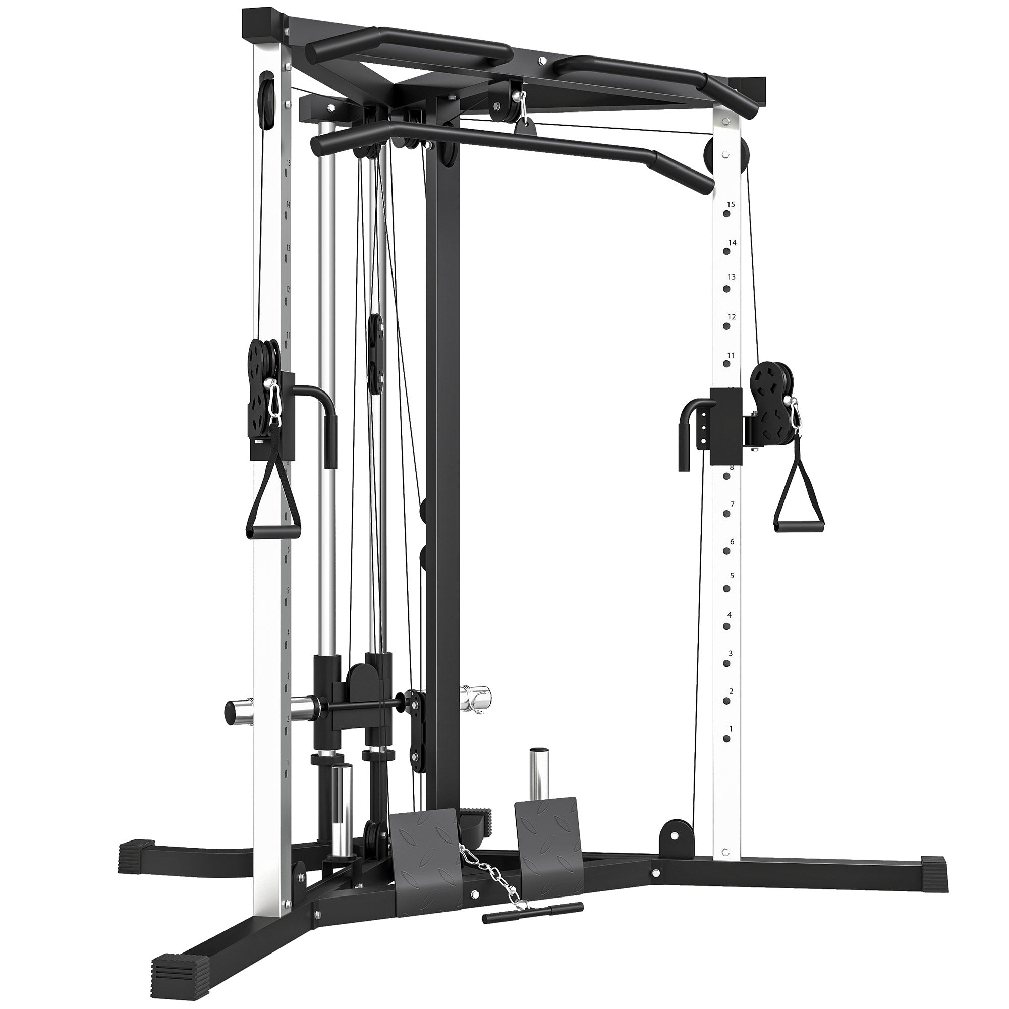 SPORTNOW Home Gym Machine, Multifunctional Gym Equipment with High and Low Pulleys, Pull Up Bar, 15-Position Adjustable Strength Training Workout Station for Full Body Fitness