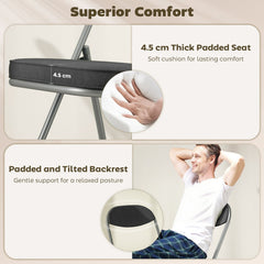 HOMCOM Set of Four Folding Corduroy Seat Chairs - Dark Grey