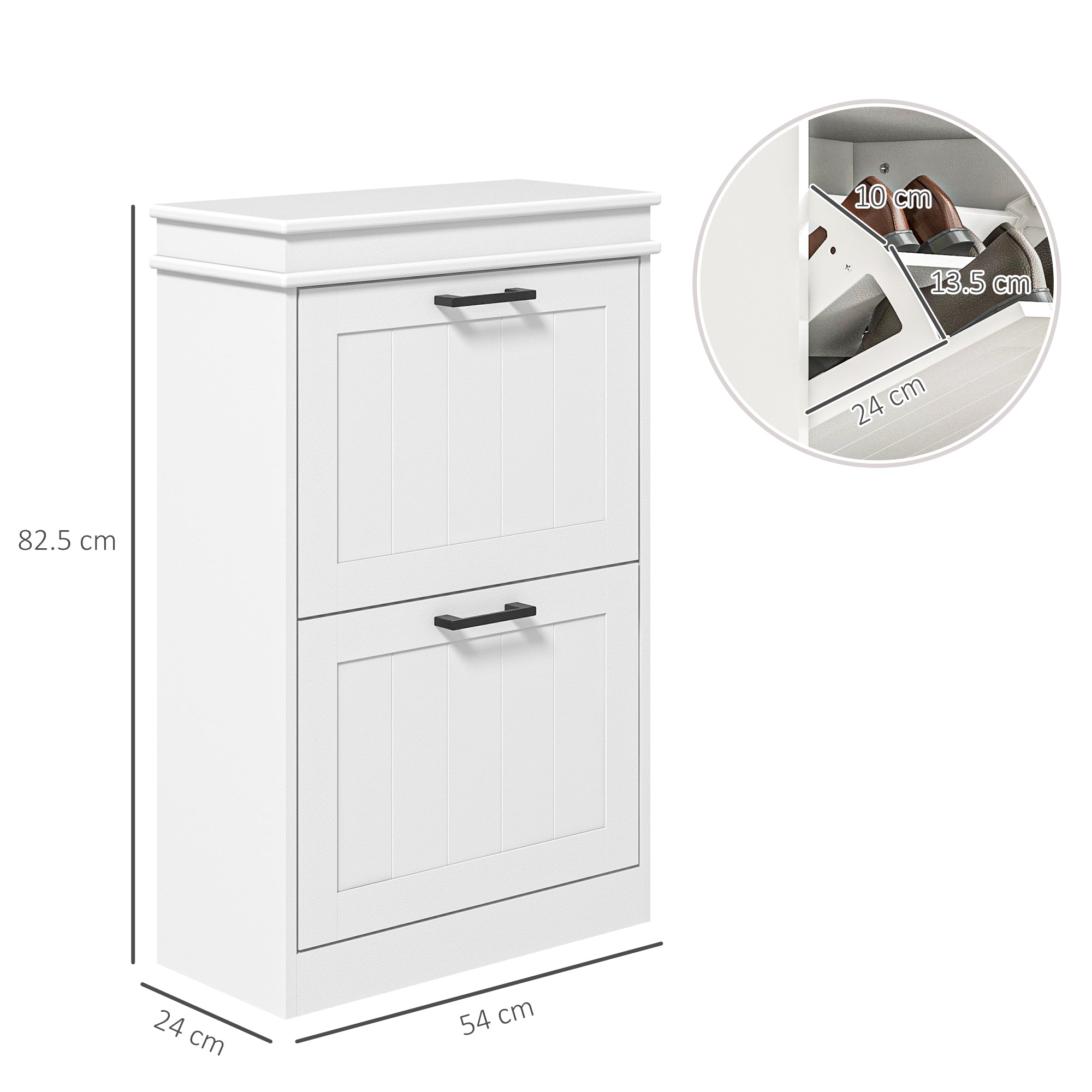 HOMCOM Two-Drawer Minimalistic Shoe Storage Cabinet, for 10 Shoes, White