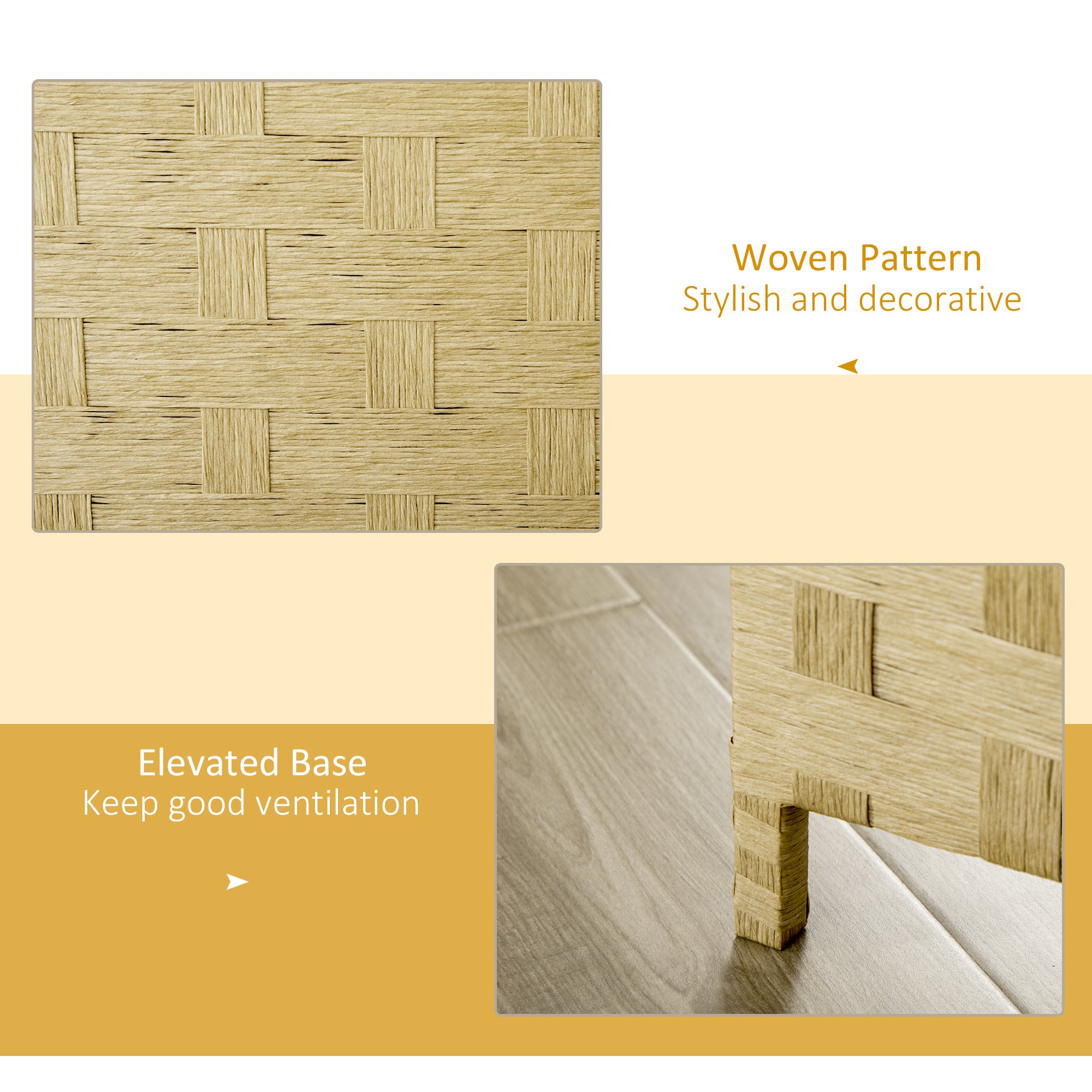 HOMCOM 4-Panel Room Dividers, Wave Fibre Freestanding Folding Privacy Screen Panels, Partition Wall Divider for Indoor Bedroom Office, 170√Ç cm, Brown