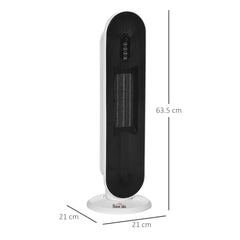 HOMCOM Ceramic Space Heater, Indoor Tower Heater with 2 Heat, Oscillation, Remote Control, Timer, Tip-Over & Overheating
