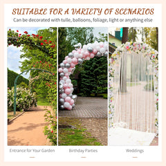 Outsunny 210cm Decorative Metal Garden Trellis Arch with Durable Steel Tubing & Elegant Scrollwork, Great for Weddings, Dark Gre