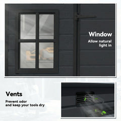 Outsunny 10 x 6 ft Resin Garden Shed, Outdoor Storage Shed with Floor, Windows, Lockable Doors and Vents, Dark Grey