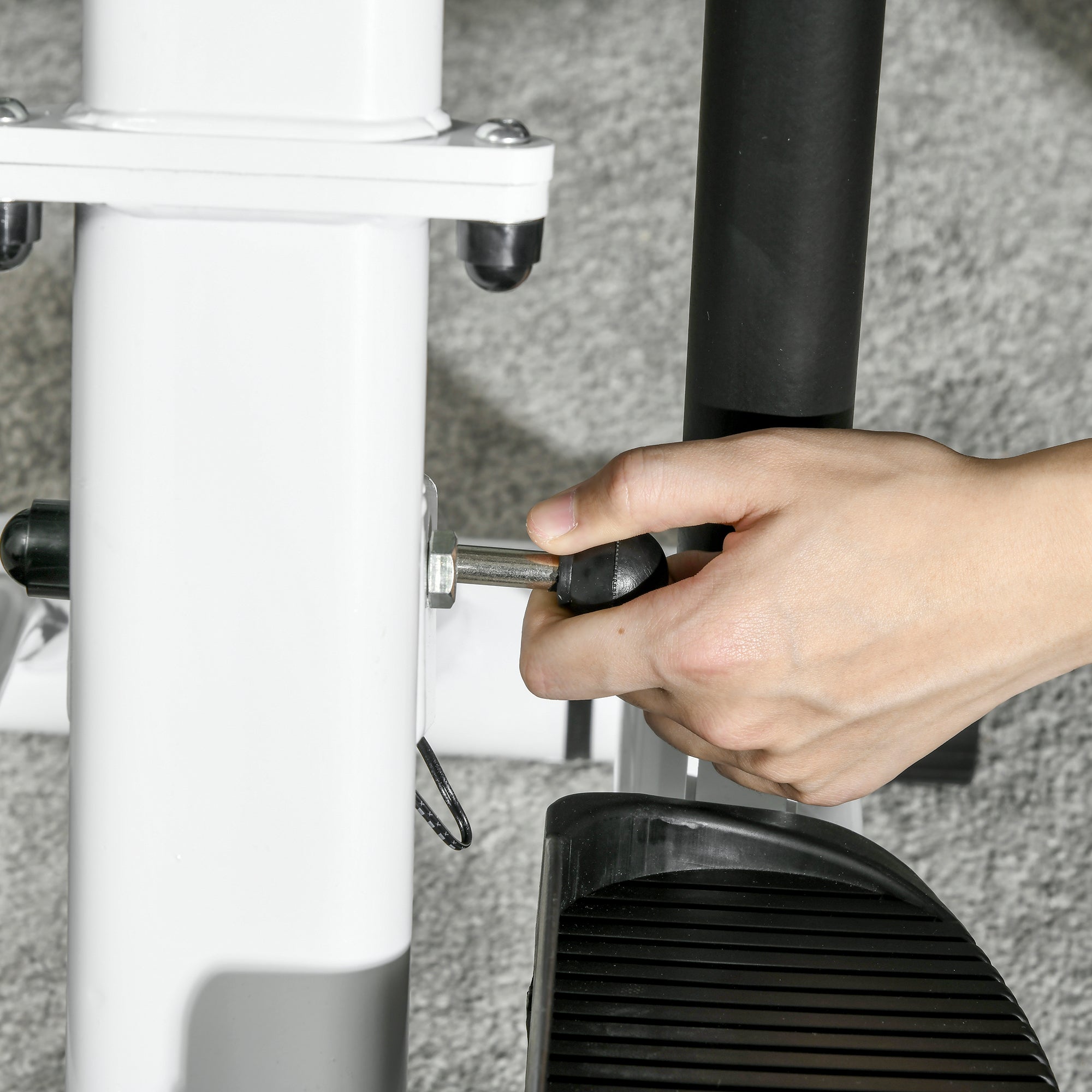 SPORTNOW Foldable Stepper Machine with 12-Level Hydraulic Resistance, Step Machine Exerciser with LCD Monitor and Drink Holder, for Home Fitness Workout, White and Black