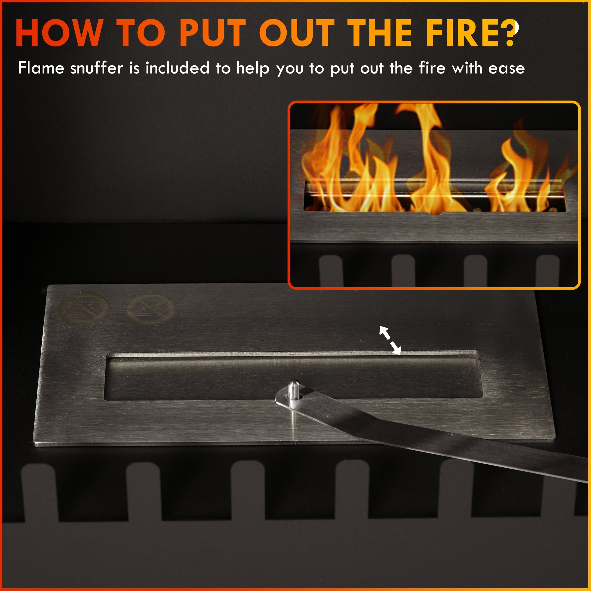 HOMCOM Bioethanol Stove Freestanding Medium-Large 3H Burning Stainless Steel Flame Snuffer for Living Room Black