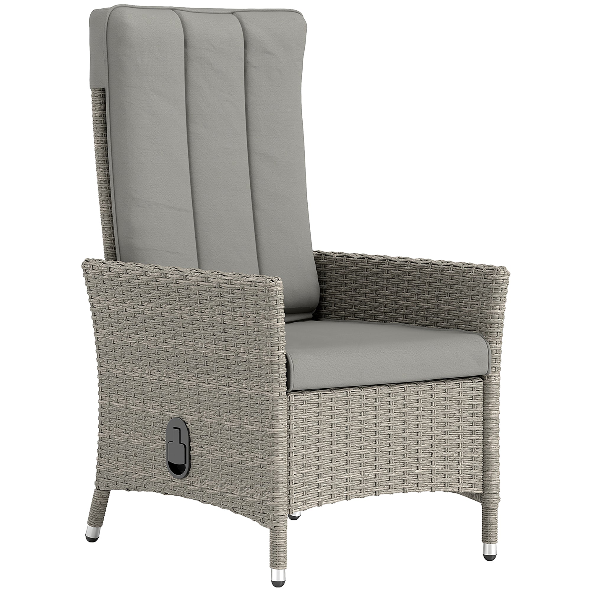 Outsunny 105√Ç¬∞-150√Ç¬∞ Reclining Rattan Chair - Grey