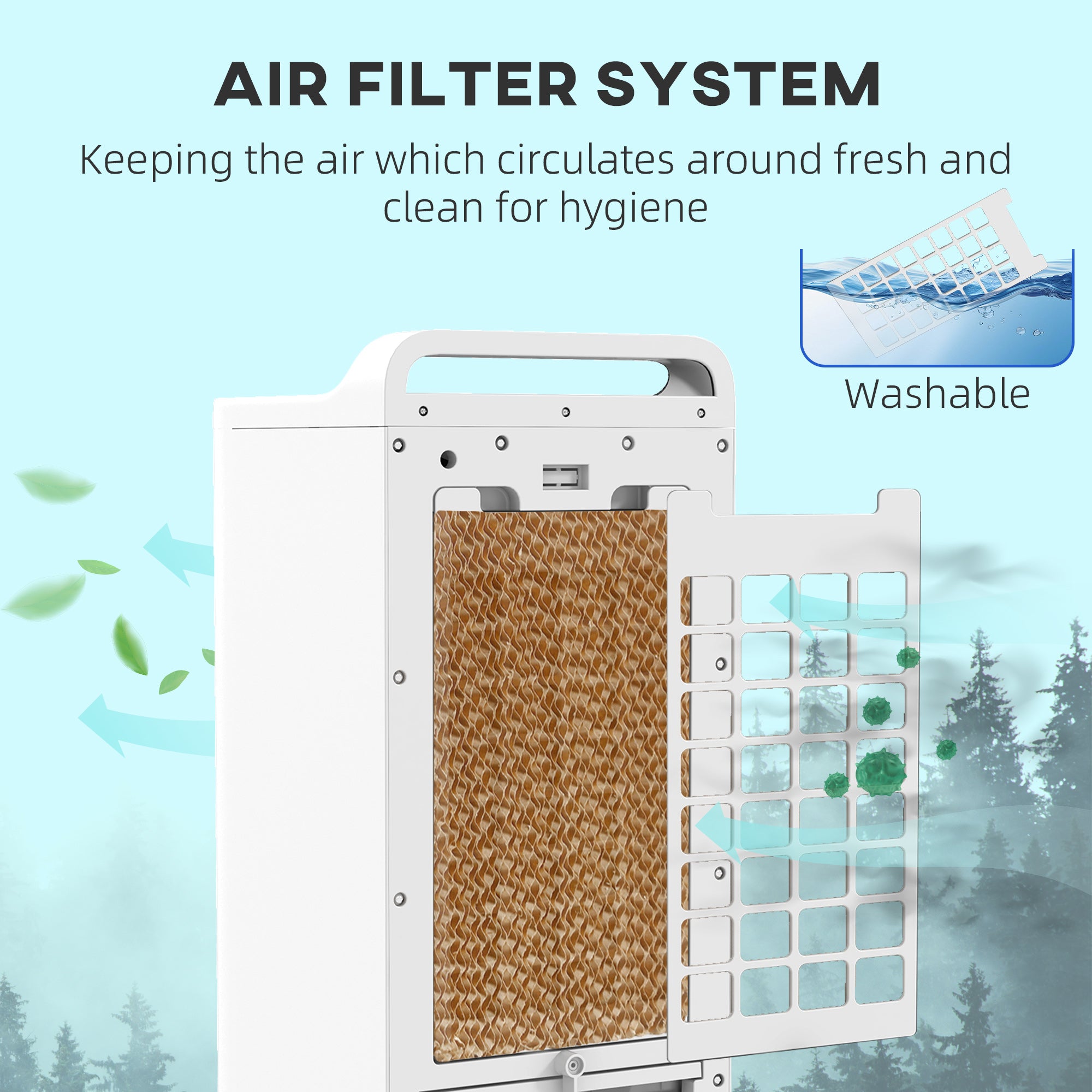 HOMCOM Three-Cool Air Conditioner, with Ice Pack and Remote - White