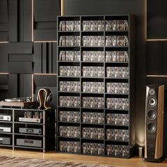 HOMCOM 835 CD/500 DVD Storage Unit, Blu-ray Media Storage Shelf with 27 Compartments and 21 Adjustable Shelves, Black