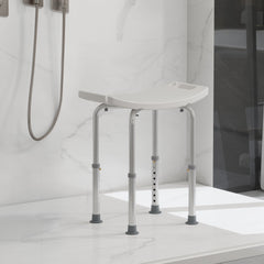 HOMCOM Height Adjustable Bath Stool, Aluminium Shower Stool with Non-Slip Pads for Elderly, Disabled, Seniors, Pregnant, White