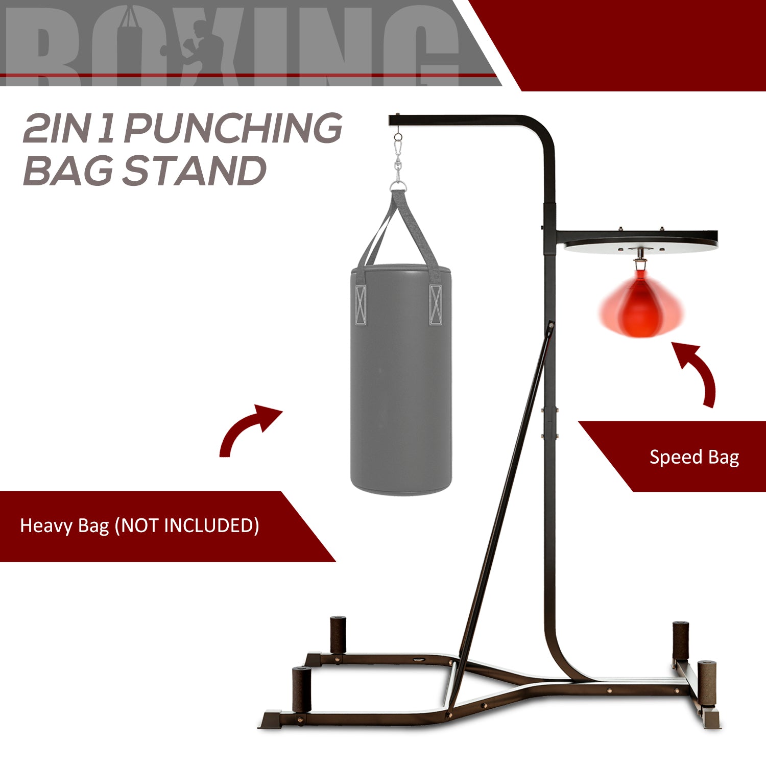 HOMCOM Adjustable Freestanding Speedbag, Punch Bag Hanger, Black