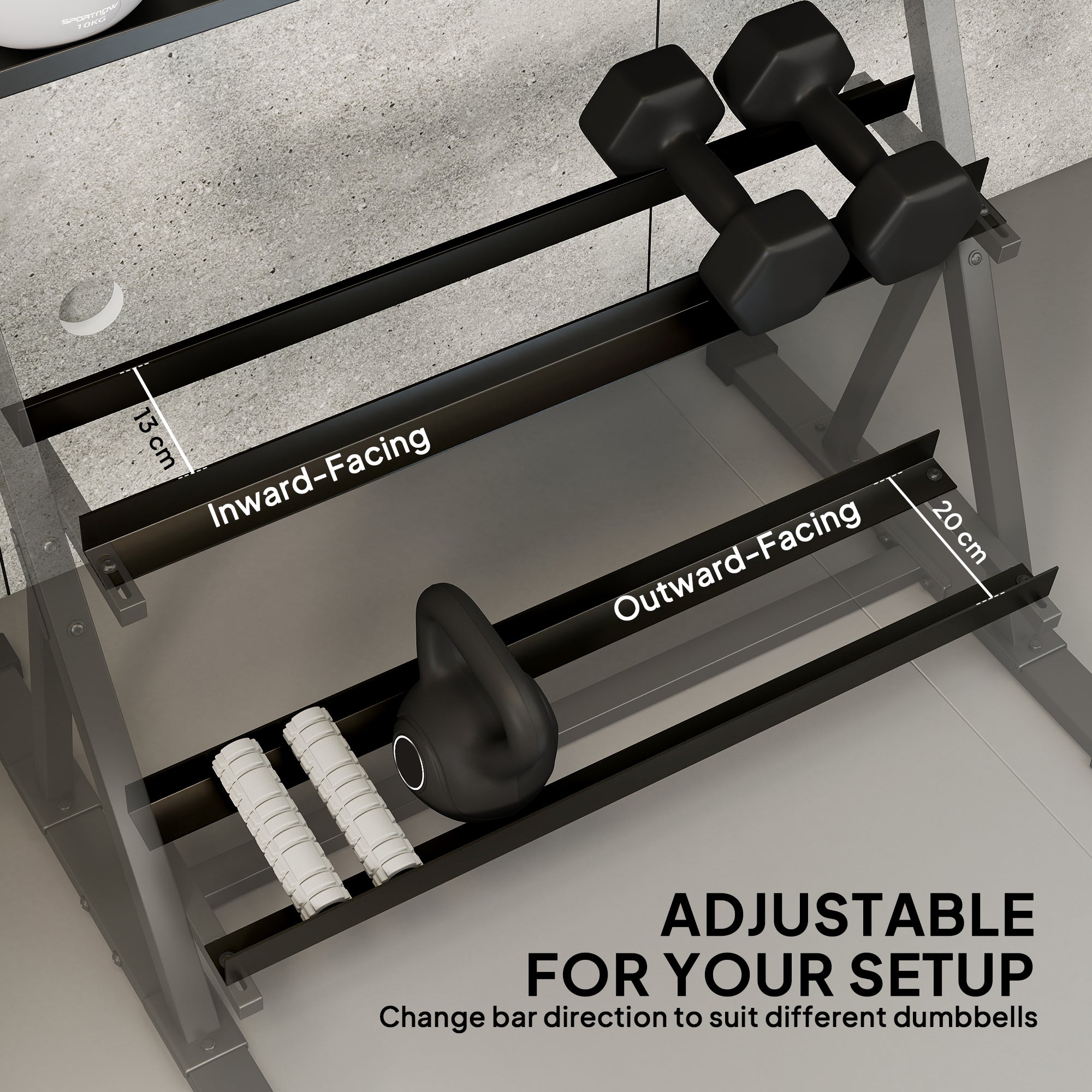 SPORTNOW 3-Tier Adjustable Dumbbell Rack, Heavy-Duty Weight Rack for Dumbbells, Kettlebells and Multiple Balls, Space-Saving Weight Storage Stand for Home Gym, 200 KG Capacity