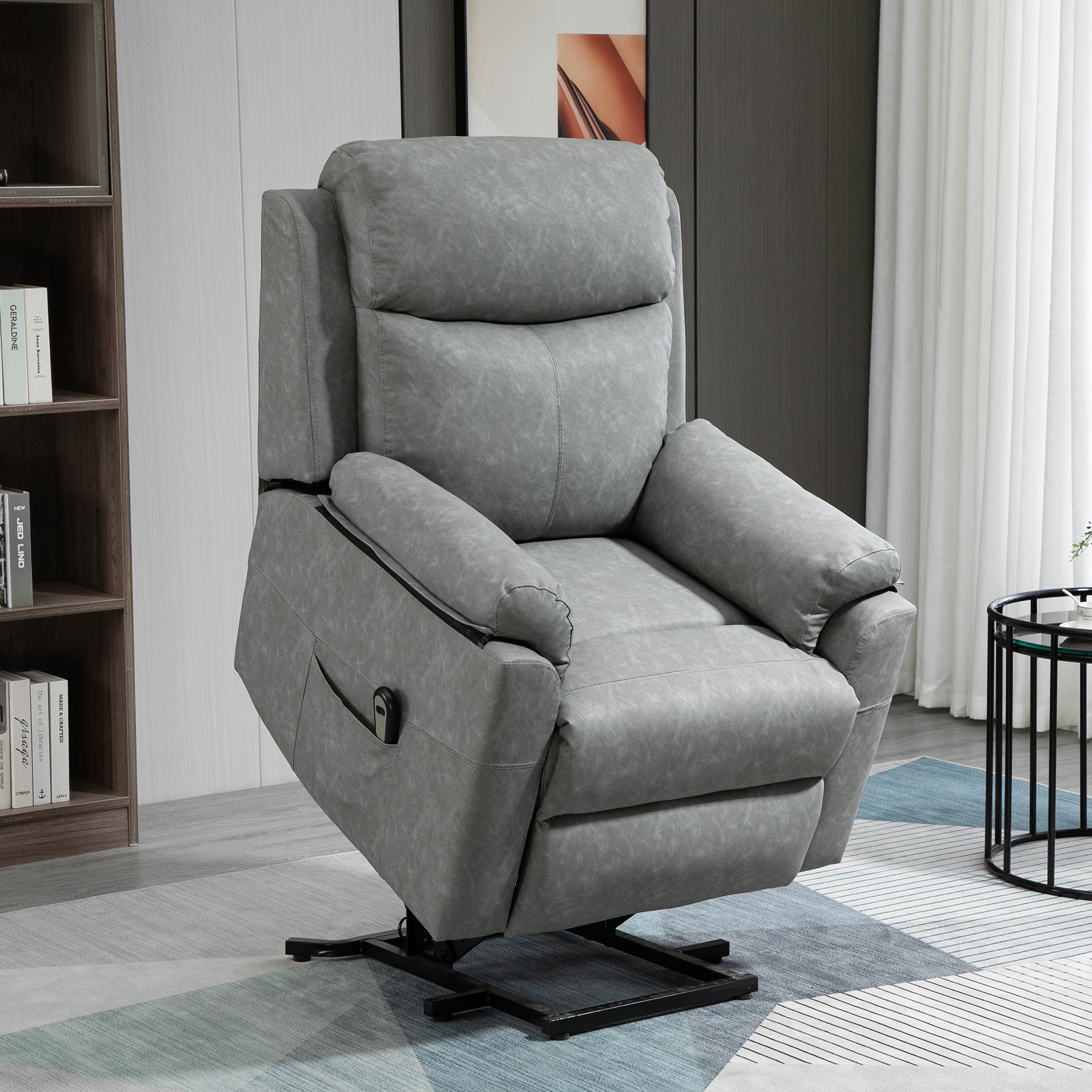 HOMCOM Faux Leather 70√Ç¬∞ Electric Riser Recliner Chair - Grey