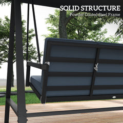 Outsunny Three-Seat Garden Swing Chair, with Adjustable Canopy - Dark Grey - product image 4