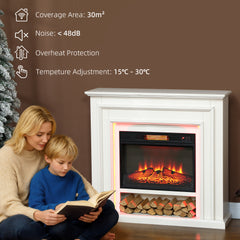 HOMCOM 4777 BTU Multicolour LED Electric Fireplace - White