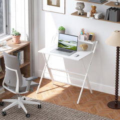 HOMCOM 81.5 cm Folding Computer Desk with Monitor Shelf - White