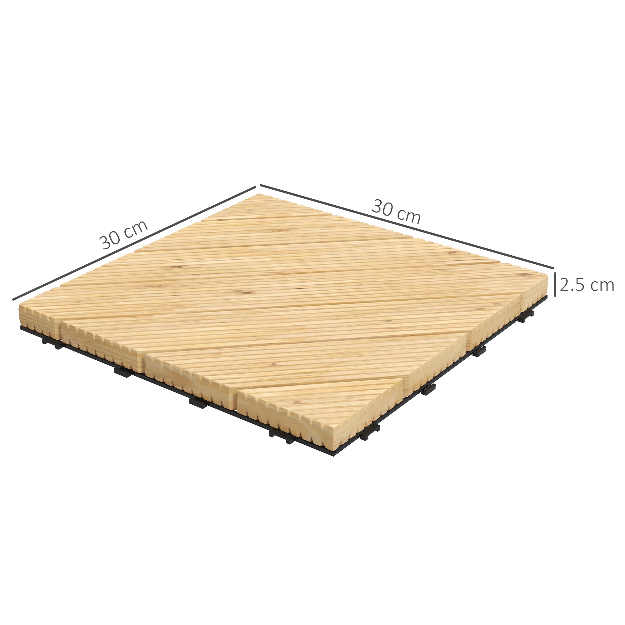 Outsunny 27 Pcs Wooden Interlocking Decking Tiles, 30 x 30 cm Anti-slip Outdoor Flooring Tiles, 0.81√£≈Ω¬° per Pack, All Weather Use for Patio, Balcony, Terrace, Hot Tub, Yellow