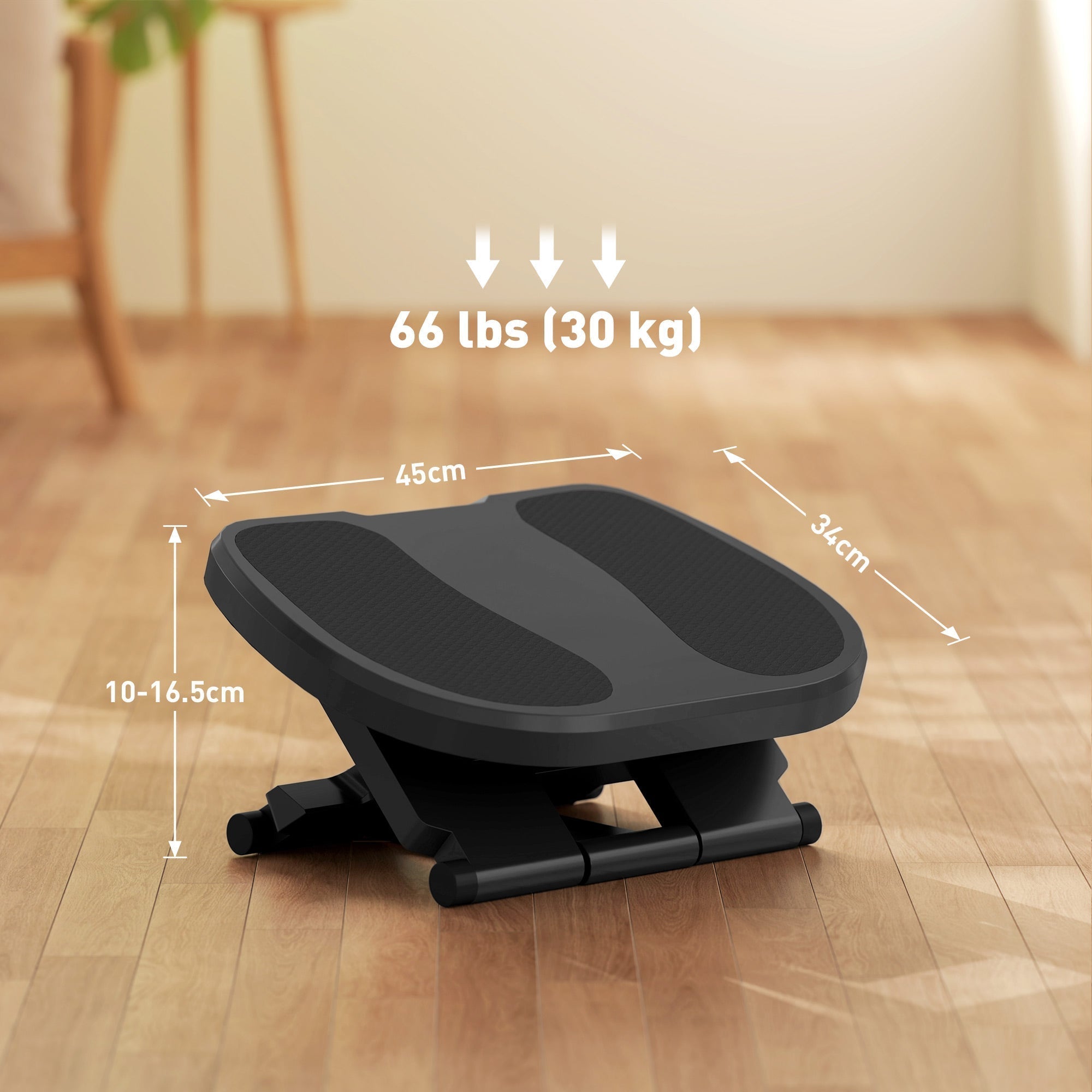 HOMCOM 0-30 Three-Height Under-Desk Support Footrest - Grey