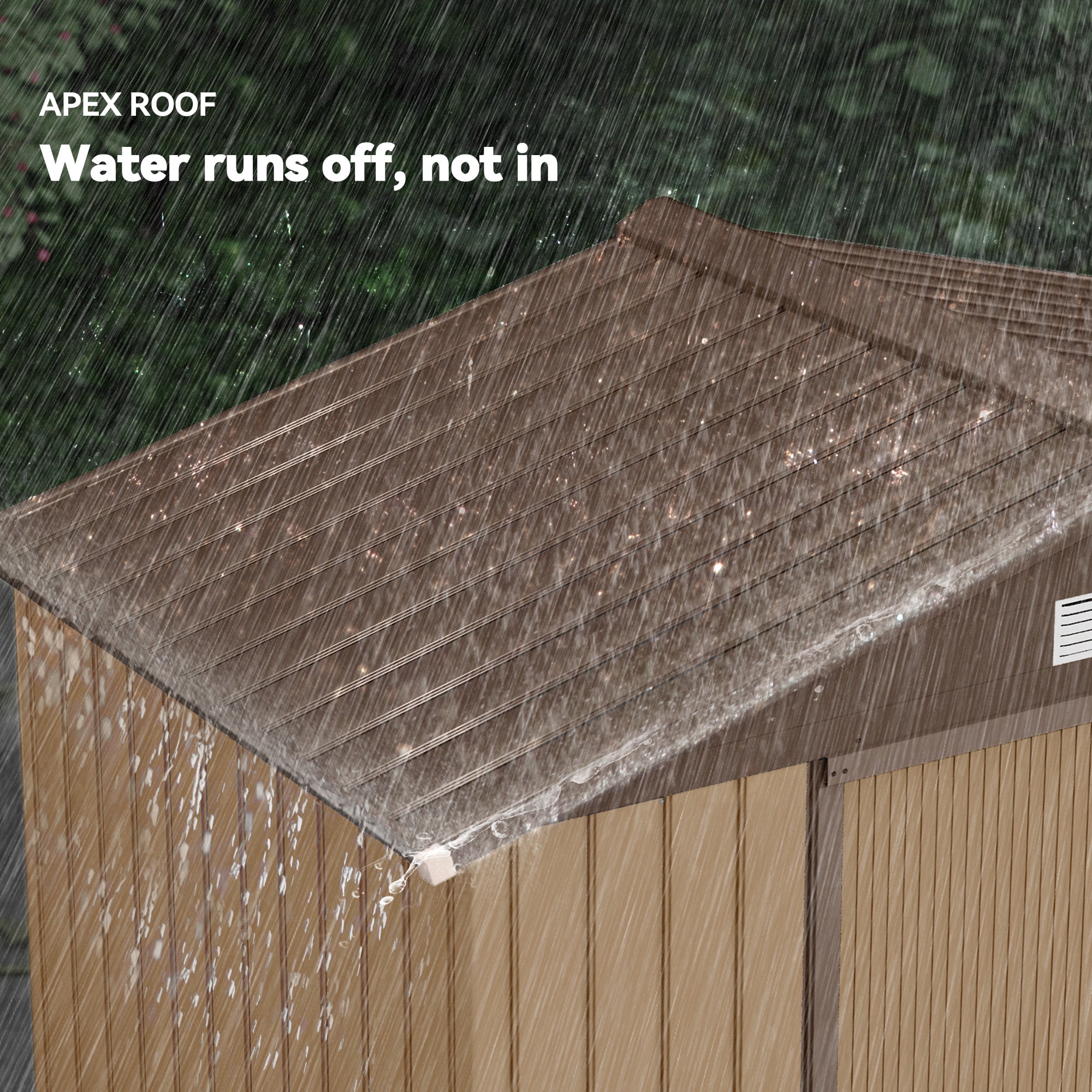 Outsunny 7 x 4ft Lockable Metal Garden Tool Storage Shed, Outdoor Storage Shed with Foundation and vents, Light Brown