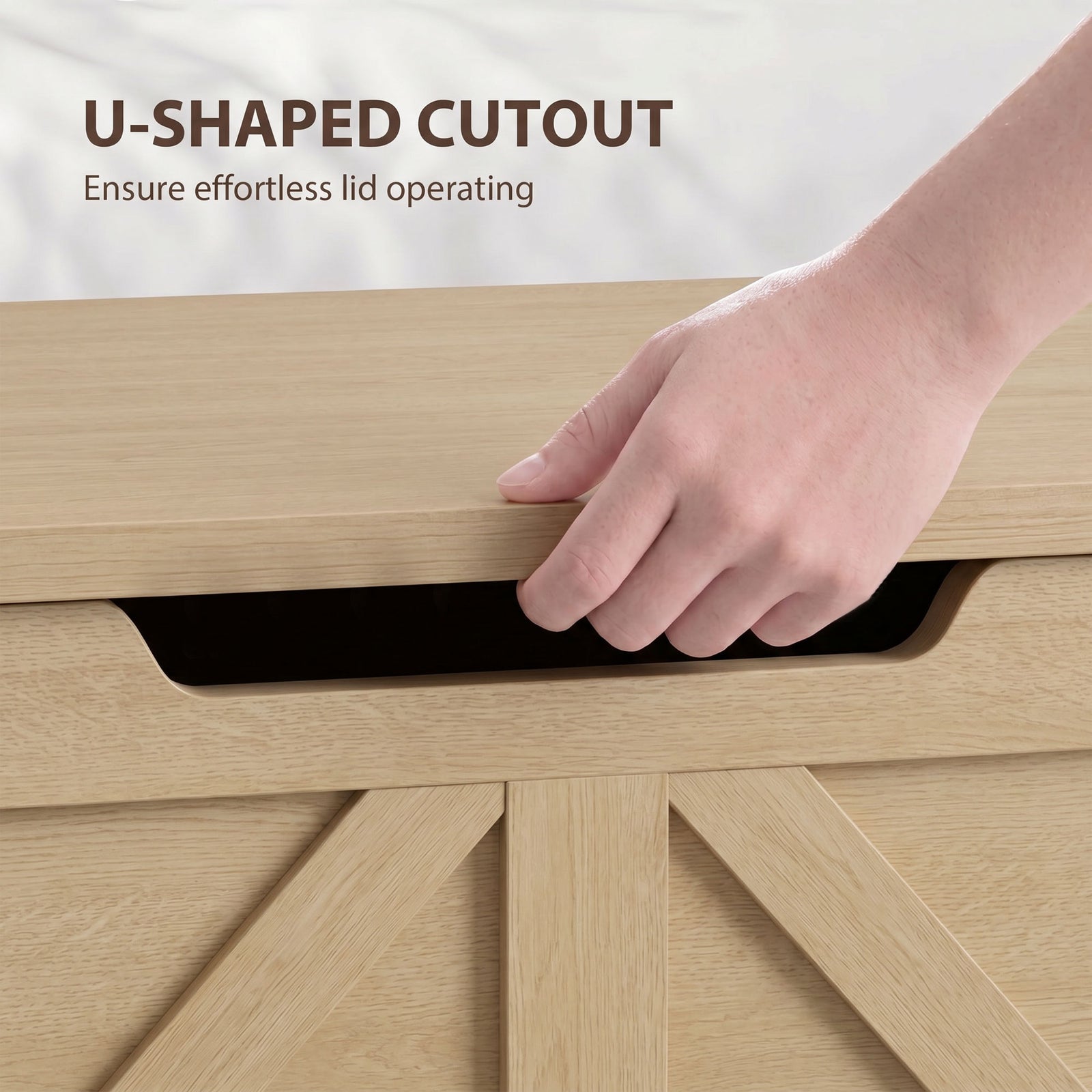 HOMCOM 100L Home Storage Box, with Safety Hinge - Nature Wood Finish