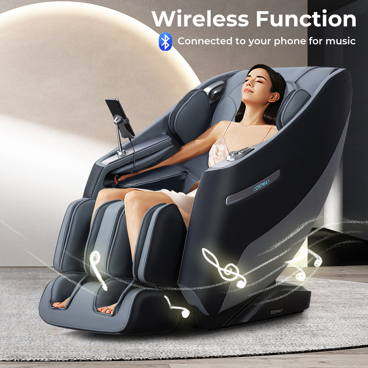 Zero Gravity SL Track Shiatsu Recliner Massage Chair with Waist Heating-Black
