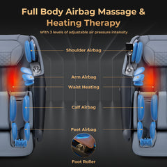 Zero Gravity SL Track Shiatsu Recliner Massage Chair with Waist Heating-Black