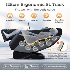 Zero Gravity SL Track Shiatsu Recliner Massage Chair with Waist Heating-Black