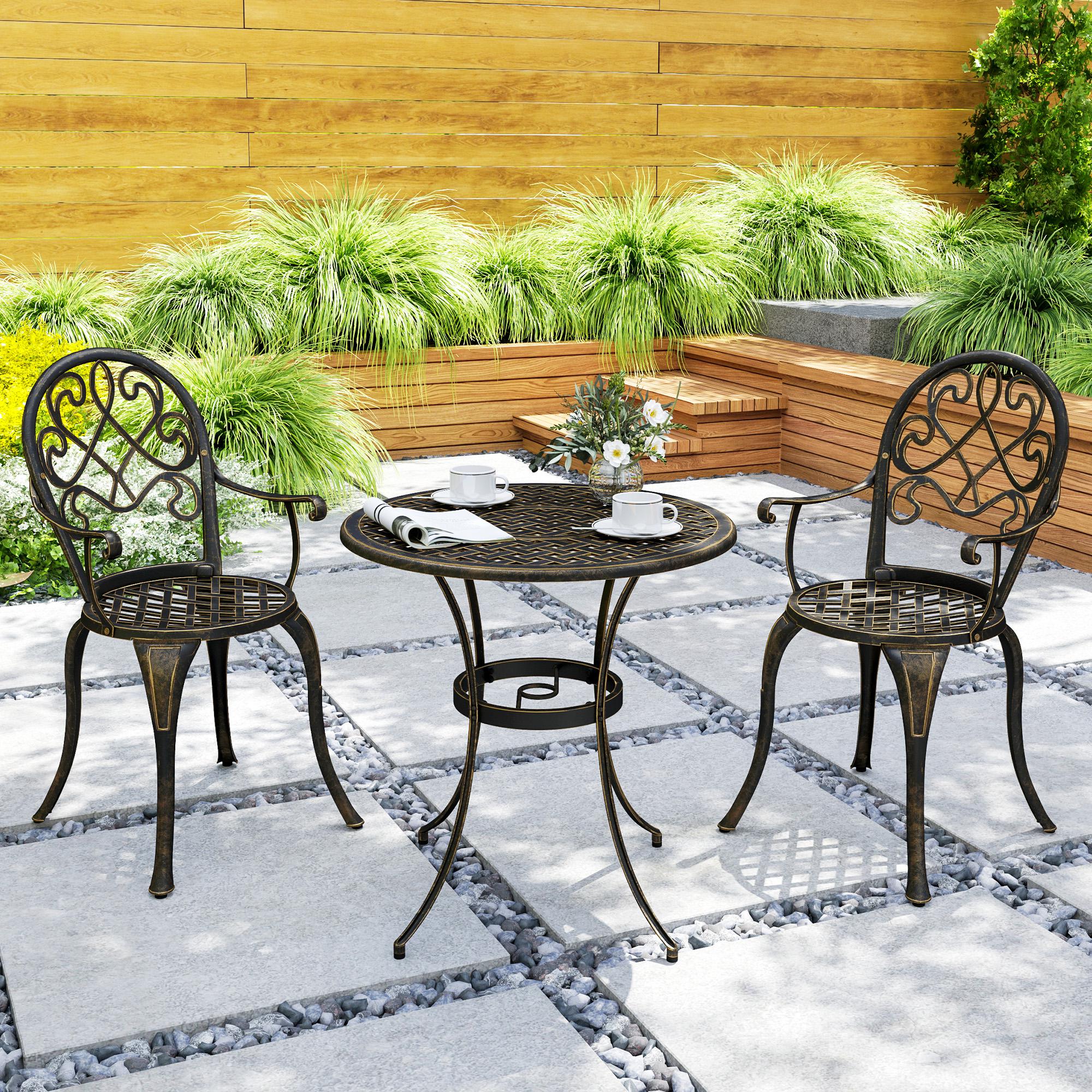 Outsunny Three-Piece Elegant Aluminium Garden Set - Bronze Tone