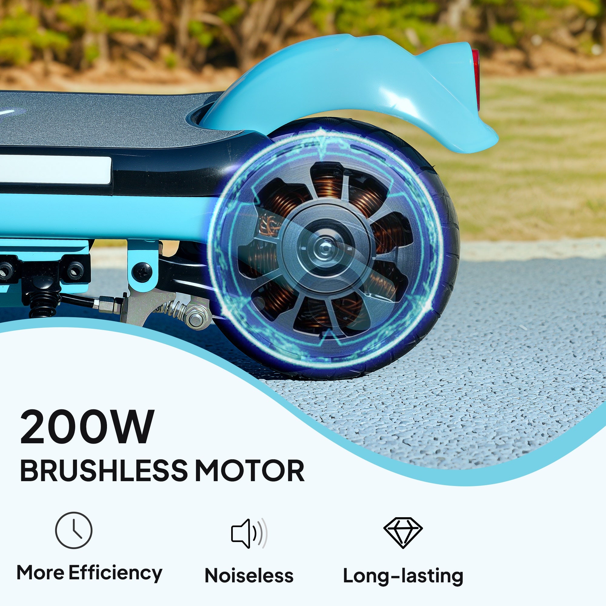 AIYAPLAY Electric Scooter for Kids Aged 6-14 Years, with Colourful Lights, Blue