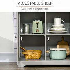 HOMCOM Sideboard with Rubberwood Top and Adjustable Shelves for Dining Room, Kitchen - Grey