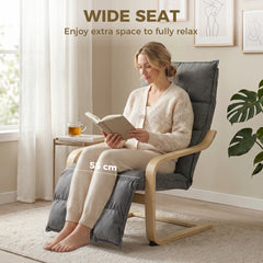 HOMCOM Modern Accent Chair, Leisure Lounge Chair Armchair with Footrest, Plush Cushion, Curved Legs and Arms, Grey