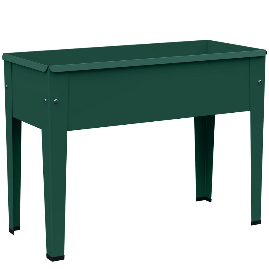 Outsunny Raised Planter, Metal Raised Garden Bed on Legs with Drainage Hole and Foot Covers, Green