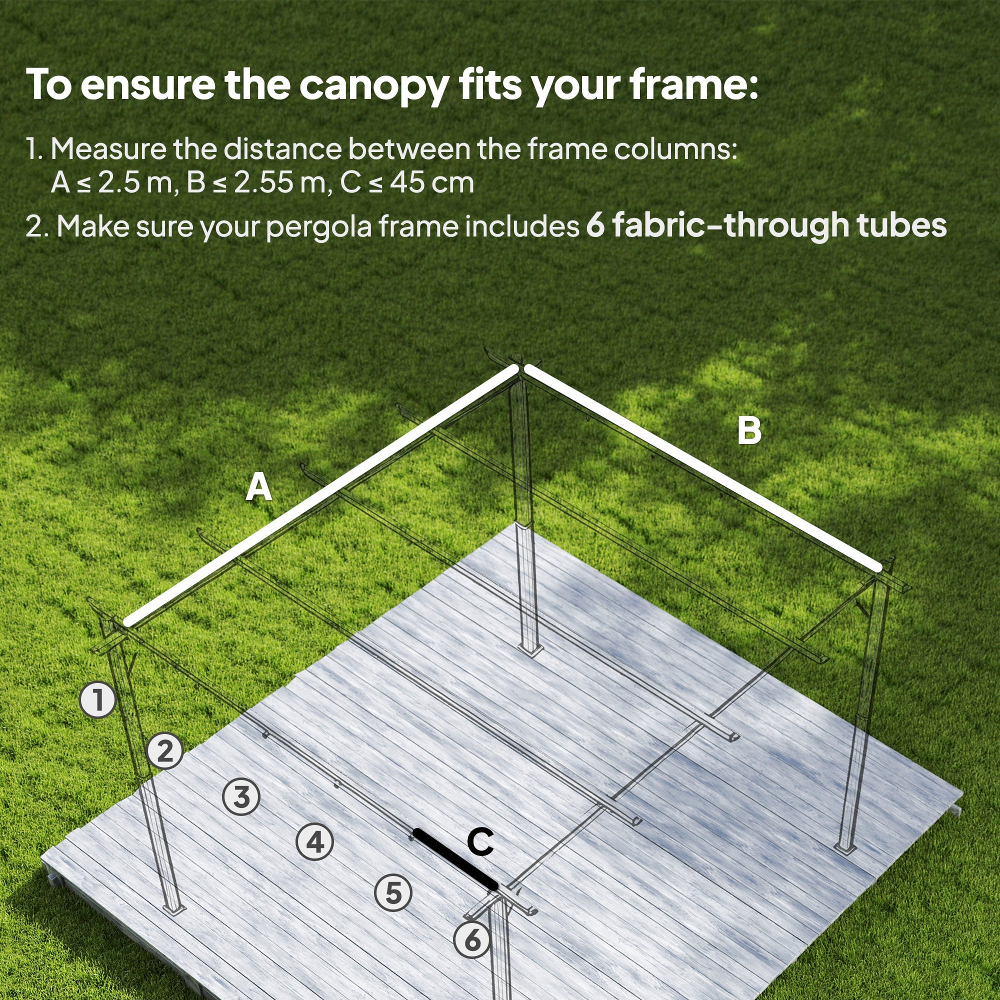 Outsunny Retractable Pergola Cover, 2.55 x 2.5 m Replacement Canopy Fabric for 3 x 3 m Frame, Roof Top Only, Brown