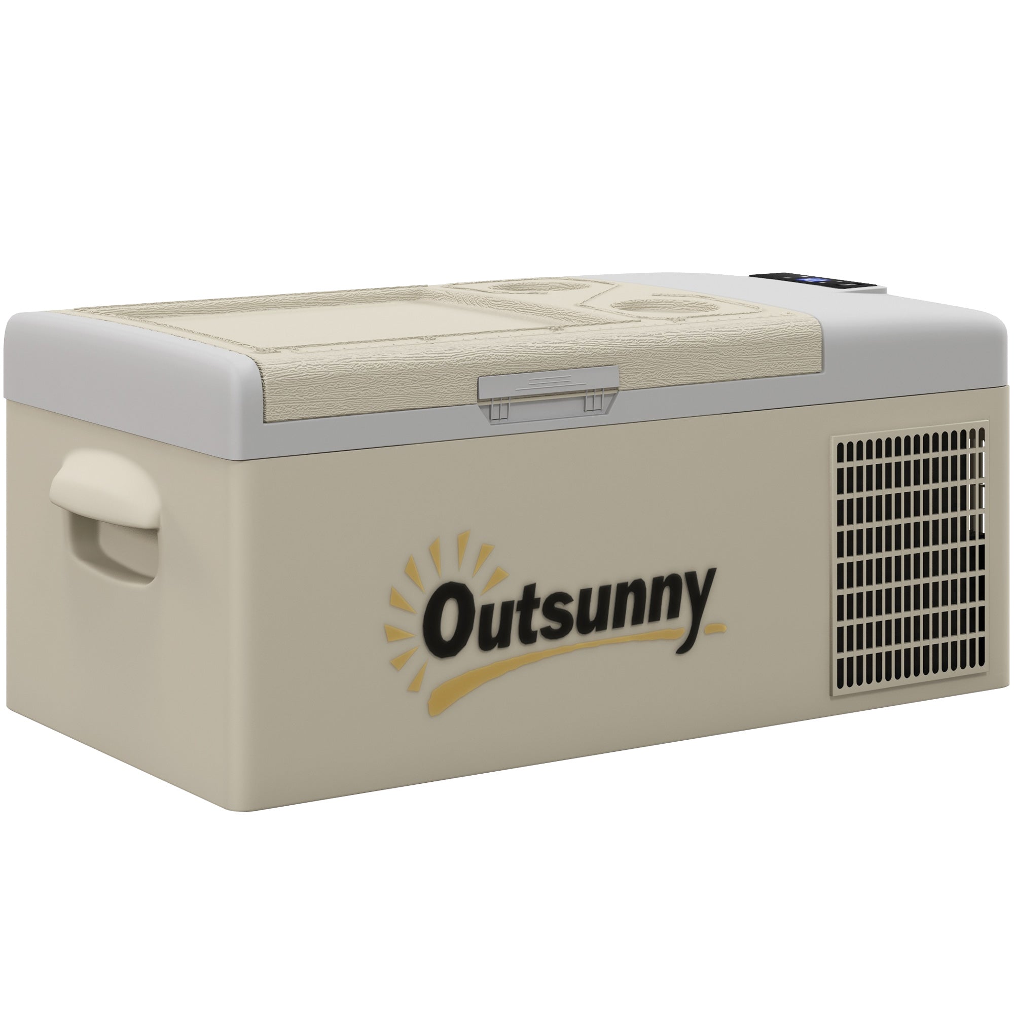 Outsunny 16L Portable Car Fridge, -20√¢‚Äû∆í to 10√¢‚Äû∆í Adjustable Temperature - Khaki/Grey