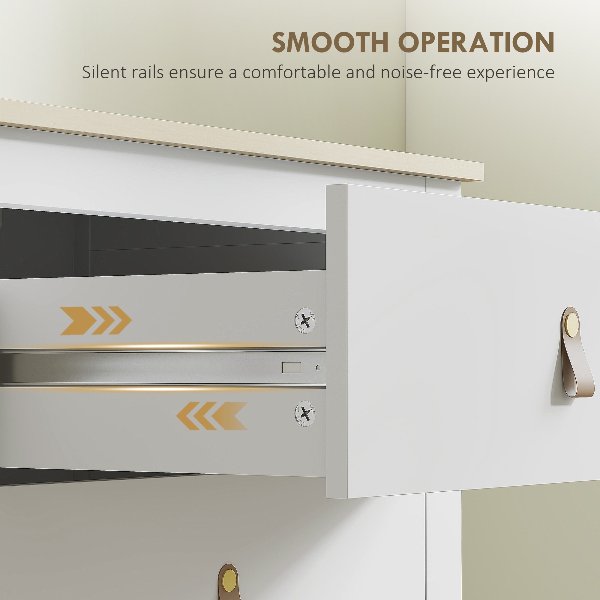 HOMCOM Bedroom Chest of Drawers, Modern 4 Drawer Dresser Cabinet with PU Leather Handles and Metal Runners for Living Room, Hallway, Entryway, White